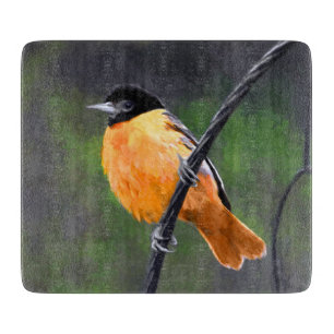 Oriole Painting - Original Bird Art Cutting Board
