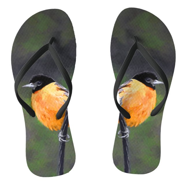 Oriole Painting - Original Bird Art Flip Flops (Footbed)