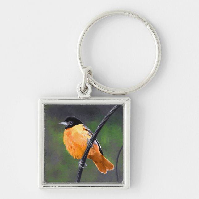 Oriole Painting - Original Bird Art Keychain (Front)