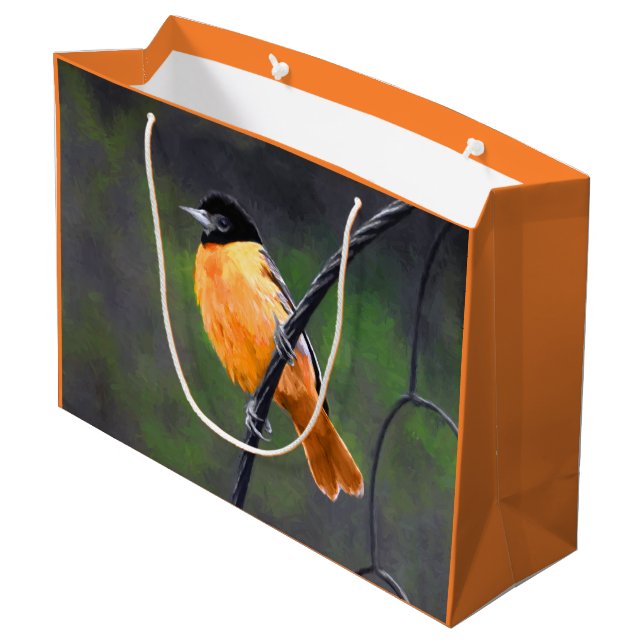 Oriole Painting - Original Bird Art Large Gift Bag (Back Angled)