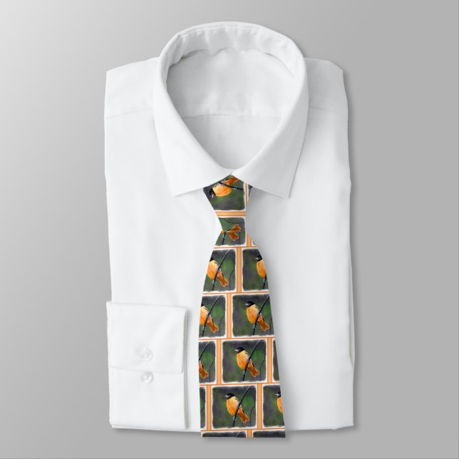 Oriole Painting - Original Bird Art Tie (Tied)