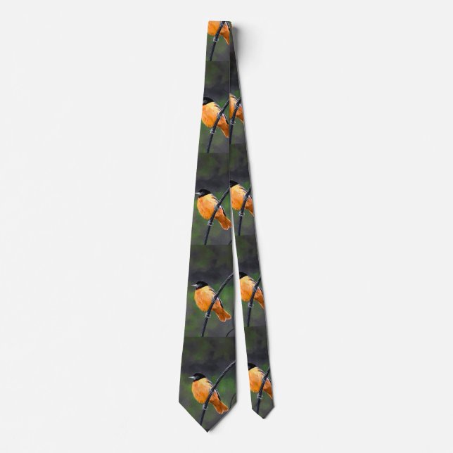 Oriole Painting - Original Bird Art Tie (Front)
