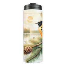 Oriole Songbird Evening Watercolor Thermal Tumbler