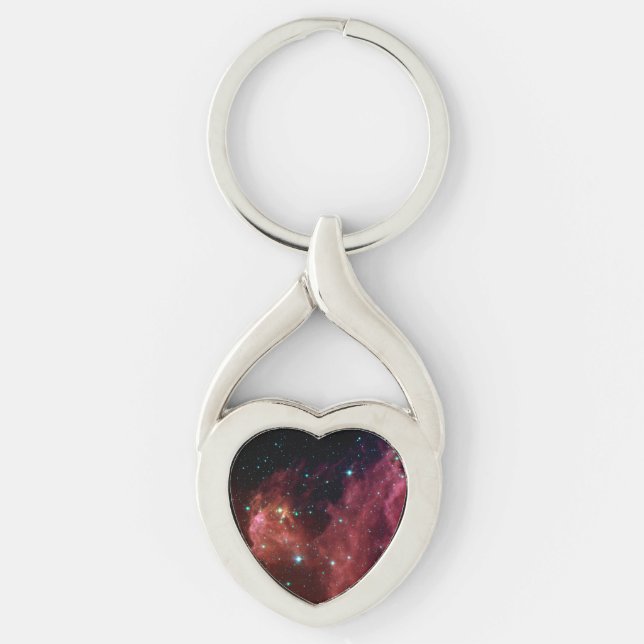 Orion Constellation Twisted Heart Metal Keychain (Front)