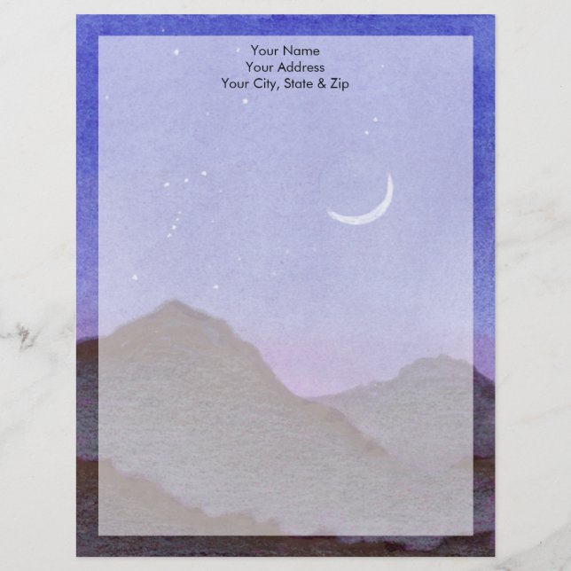 Orion & Crescent Moon Mountains Letterhead (Front)