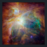 Orion Nebula Astronomy Photo Poster<br><div class="desc">A bright and colourful outer space photo of the orion nebula. Turquoise yellow and orange ethereal plasma gases with luminous highlights create a colourful composition.</div>