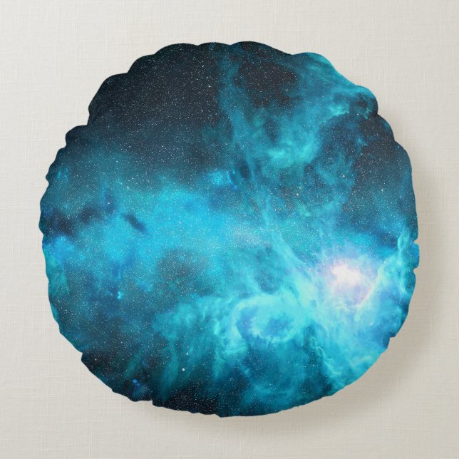 Orion nebula, blue light, astronomy. round pillow (Front)