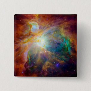 Orion Nebula Hubble Spitzer Space 2 Inch Square Button