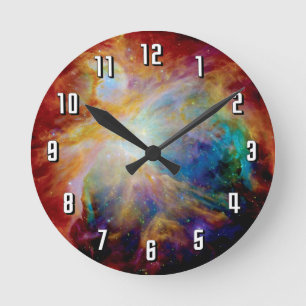 Orion Nebula Hubble Spitzer Telescope Space Photo Round Clock