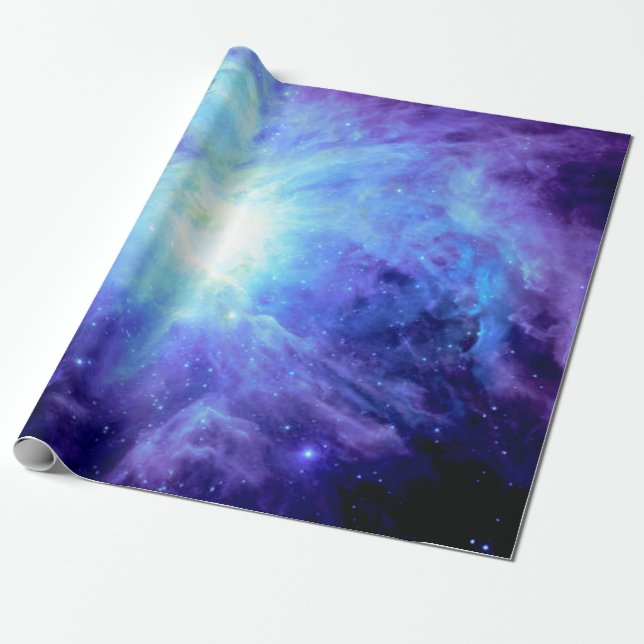 Orion Nebula Periwinkle Blue Galaxy Wrapping Paper (Unrolled)