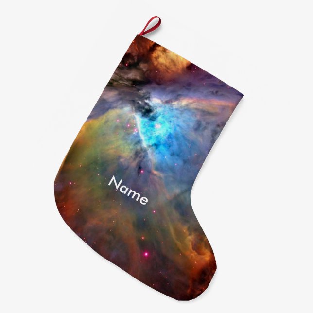 Orion Nebula Space Galaxy Large Christmas Stocking (Front (Hanging))