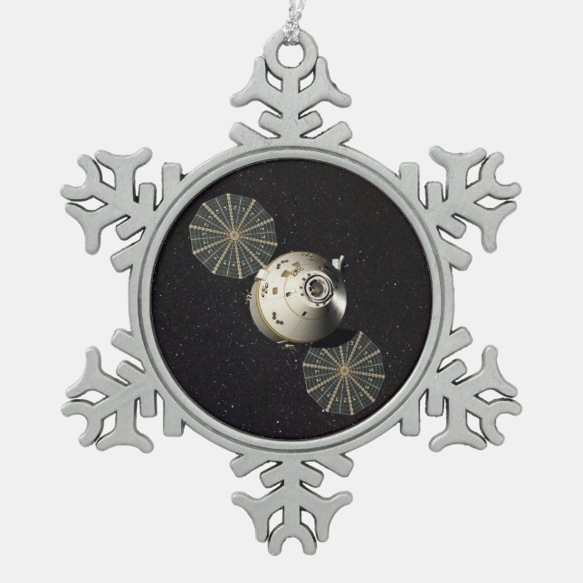 Orion Spacecraft Snowflake Pewter Christmas Ornament (Front)