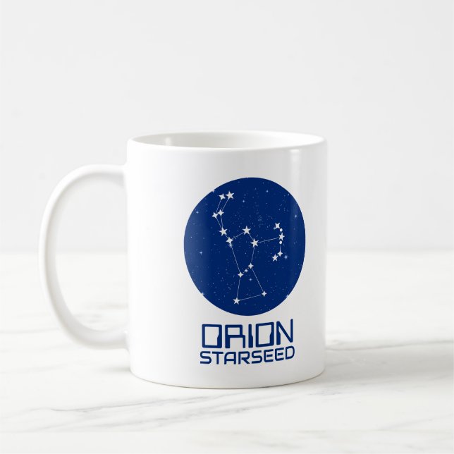 Orion Starseed Mug – Blue & White Cosmic Design (Left)