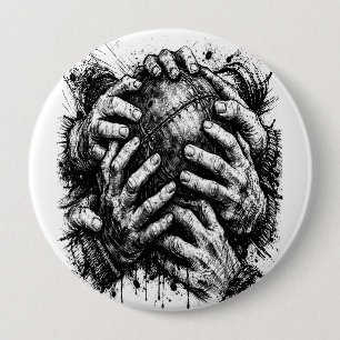Orkney Dark Art Ink Illustration – Grasping Hands 4 Inch Round Button