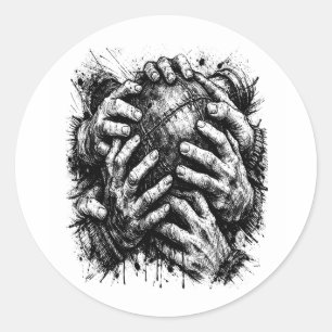 Orkney Dark Art Ink Illustration – Grasping Hands  Classic Round Sticker