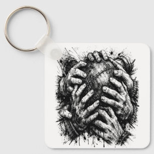 Orkney Dark Art Ink Illustration – Grasping Hands Keychain