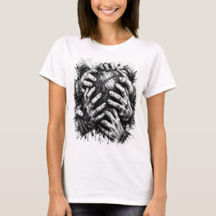 Orkney Dark Art Ink Illustration – Grasping Hands  T-Shirt