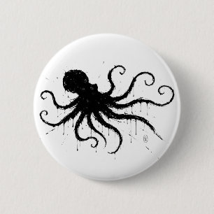 Orkney Dark Ink Illustration – Grasping Octopus 2 Inch Round Button