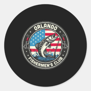 Orlando Fishermen's Club American Flag Fishing Classic Round Sticker