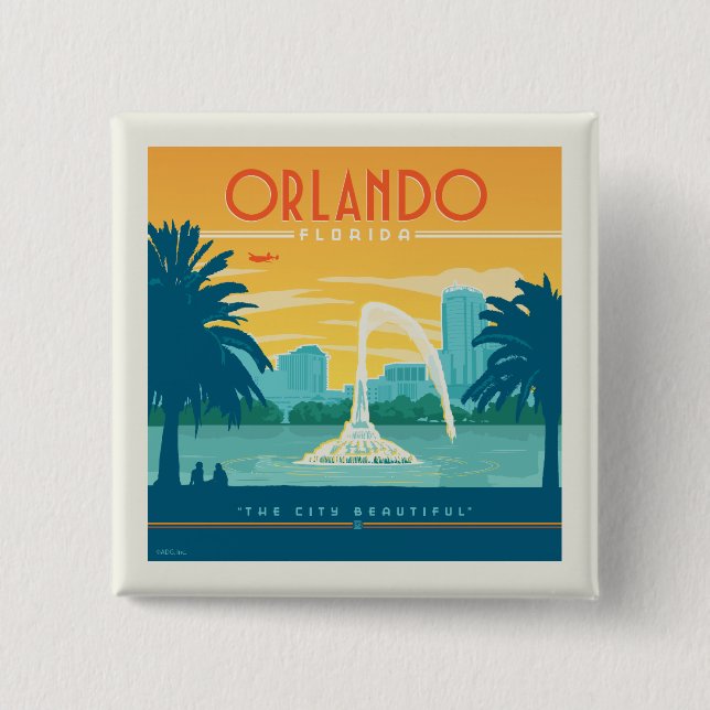 Orlando Florida 2 Inch Square Button (Front)