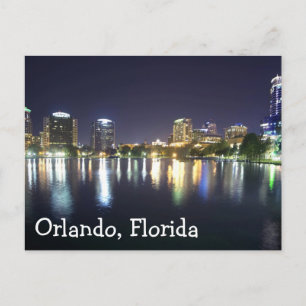 Orlando, Florida at night, reflection on Lake Eola Postcard