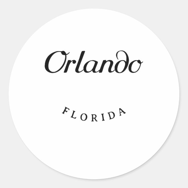 Orlando Florida Black Font Classic Round Sticker (Front)