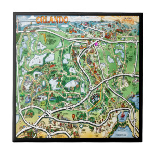 Orlando Florida Cartoon Map Tile