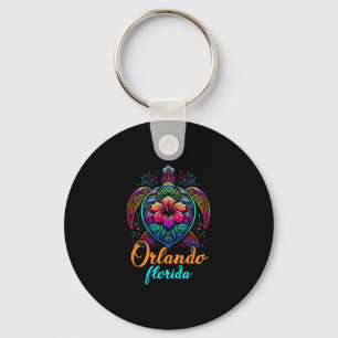 Orlando Florida Colorful Sea Turtle Beach Summer V Keychain