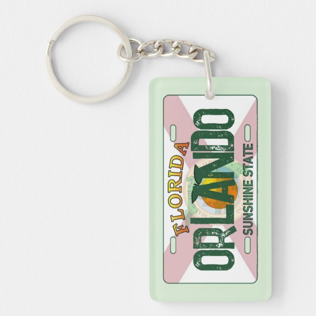 Orlando Florida flag license plate keychain (Front)