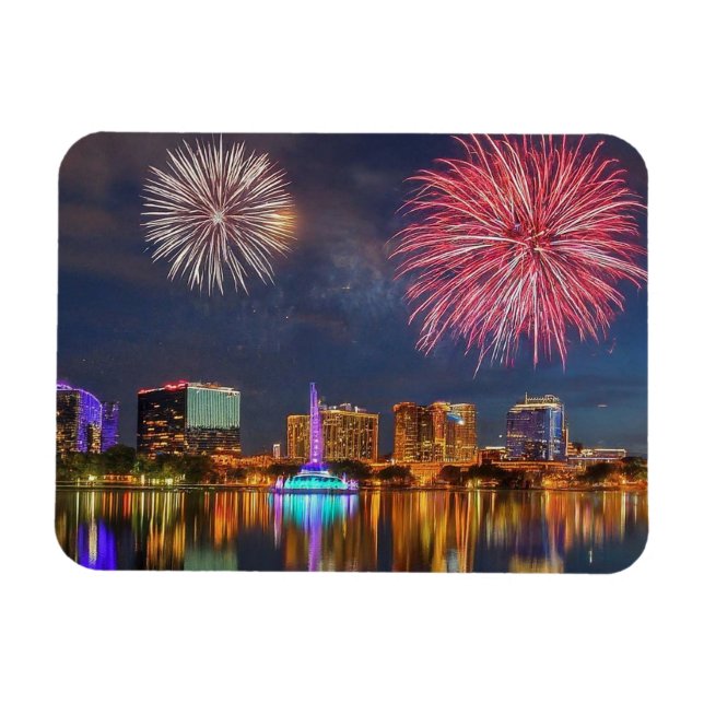 Orlando Florida Lake Eola Fireworks & Fountain Magnet (Horizontal)