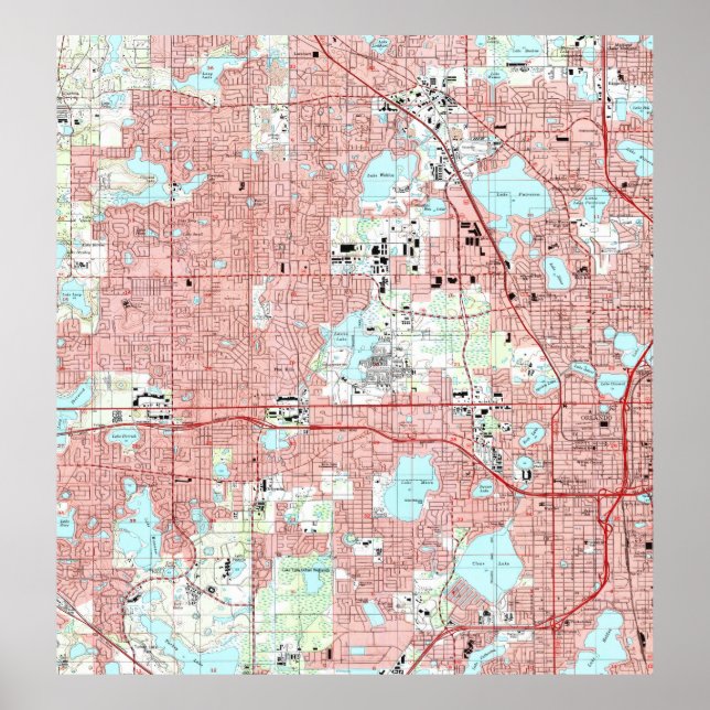 Orlando Florida Map (1995) Poster (Front)