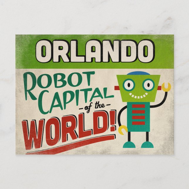 Orlando Florida Robot - Funny Vintage Postcard (Front)
