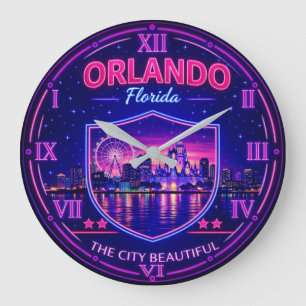 Orlando Florida Skyline Large Clock