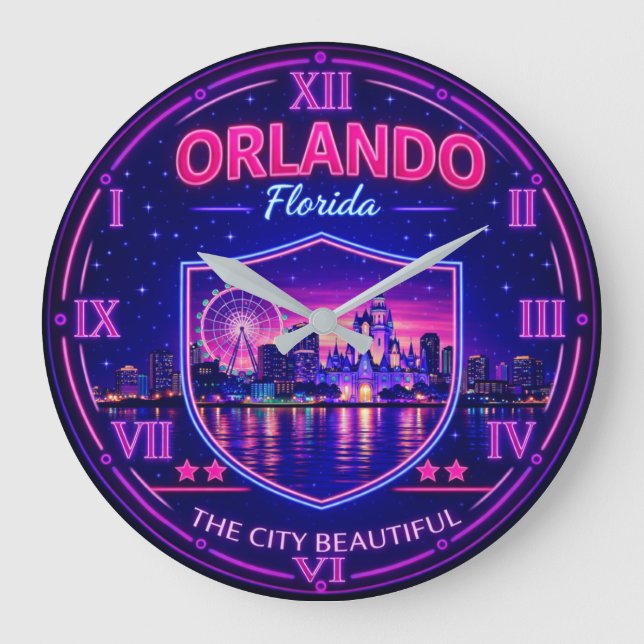 Orlando Florida Skyline  Large Clock (Front)