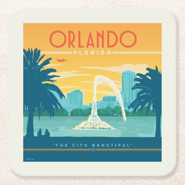 Orlando Florida Square Paper Coaster (Front)