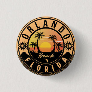 Orlando Florida tropical Retro Sunset Souvenirs 1 Inch Round Button