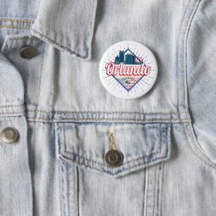 Orlando Florida United States Skyline Vintage 2 Inch Round Button