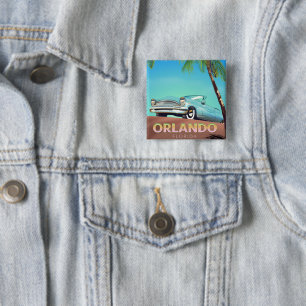 Orlando Florida vintage travel poster, 2 Inch Square Button