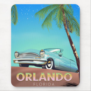 Orlando Florida vintage travel poster, Mouse Pad