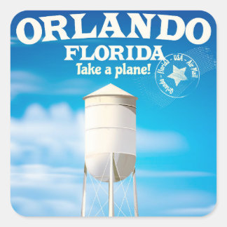 Orlando, Florida Water Tower travel print. Square Sticker