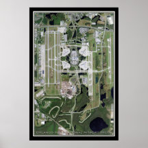 Orlando Intl Airport Florida Satellite Map Poster