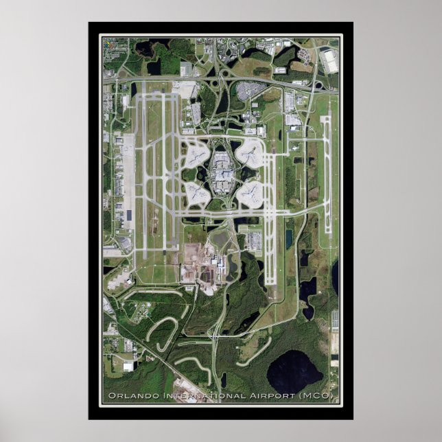 Orlando Intl Airport Florida Satellite Map Poster (Front)