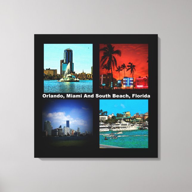 Orlando, Miami, South Beach Collage Canvas Print (Front)