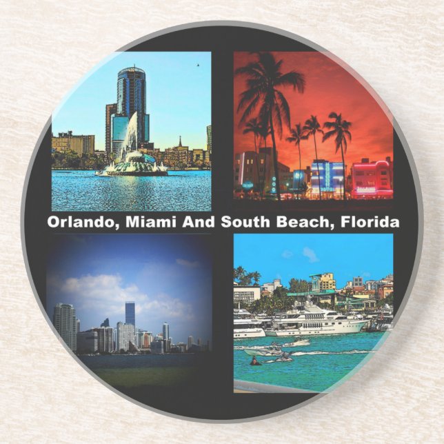 Orlando, Miami, South Beach Collage Coaster (Front)