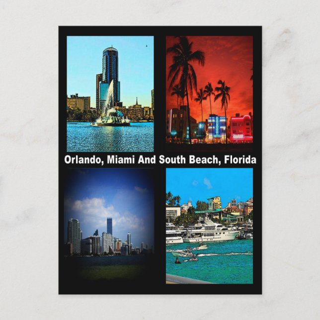 Orlando, Miami, South Beach Collage Postcard (Front)