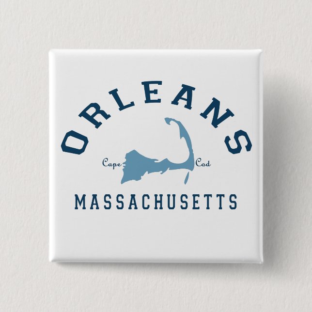 Orleans Cape Cod. 2 Inch Square Button (Front)