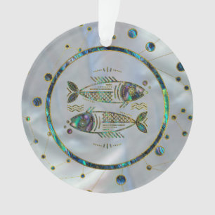 Ormeau d'or de zodiaque de Poissons sur la