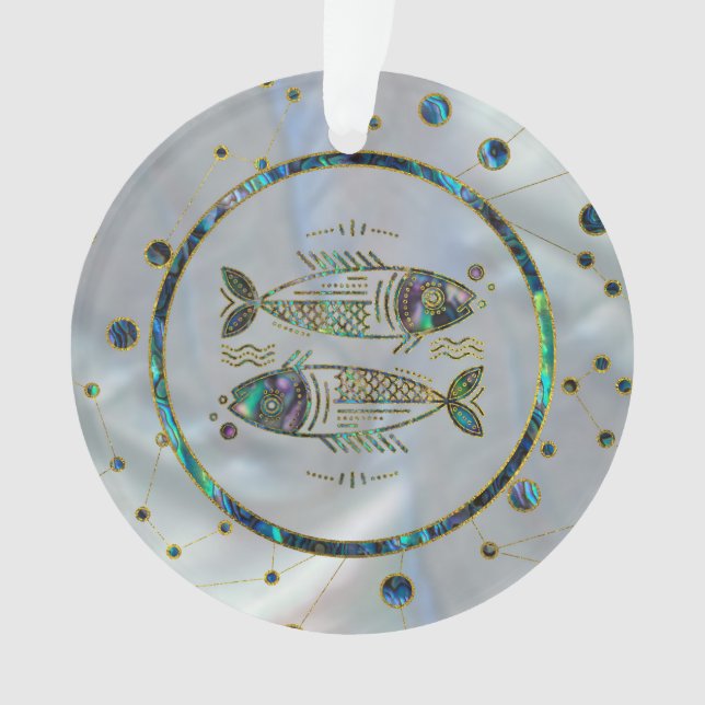 Ormeau d'or de zodiaque de Poissons sur la (devant)