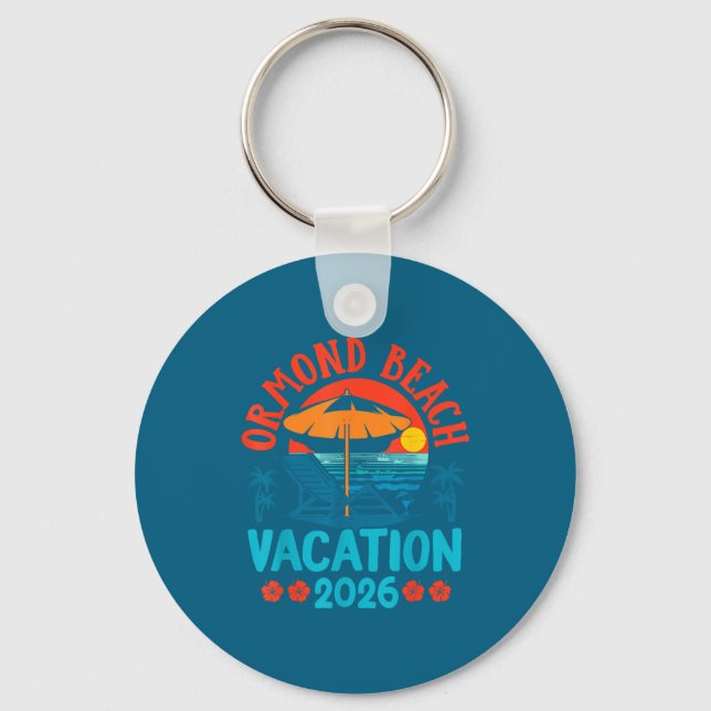 Ormond Beach Florida 2026 Family Vacation Beach Su Keychain (Front)