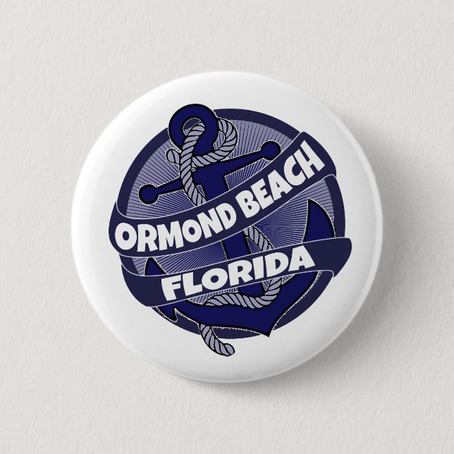 Ormond Beach Florida anchor swirl button (Front)